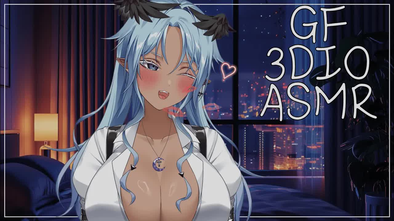 [ASMR / 3DIO] Girl friend 💙 Ear licking / Kissing / Talking 💙