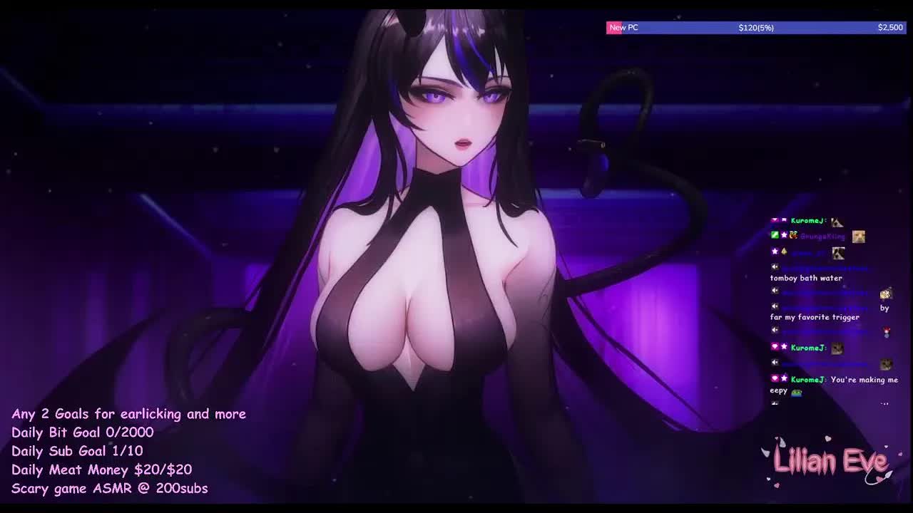 【ASMR/雑談 3dio】 Lilian Eve 【 VTuber 】ASMR Live Stream - 💜 ear licking and kisses💜