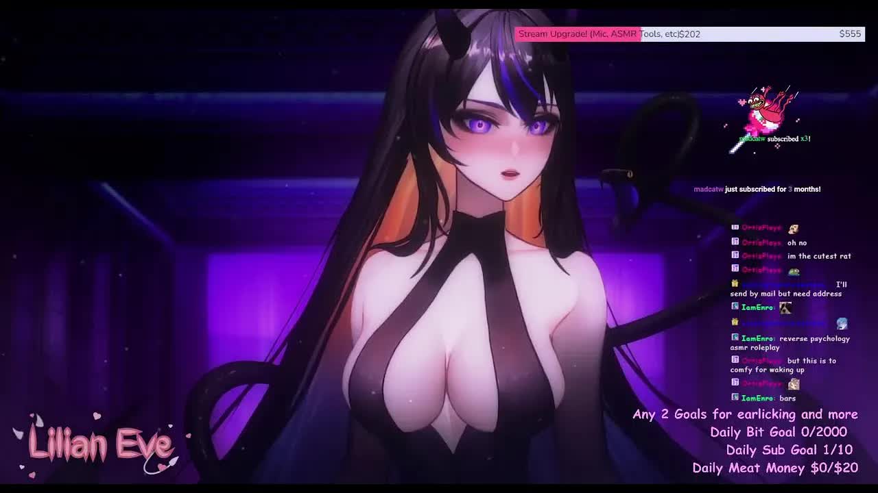 【ASMR/雑談 3dio】 Lilian Eve 【 VTuber 】ASMR Live Stream - 💜 ear licking and kisses💜