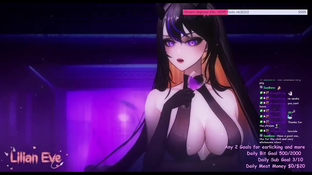 【ASMR/雑談 3dio】 Lilian Eve 【 VTuber 】ASMR Live Stream - 💜 ear licking and kisses💜