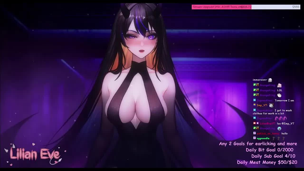 【ASMR/雑談 3dio】 Lilian Eve 【 VTuber 】ASMR Live Stream - 💜 ear licking and kisses💜