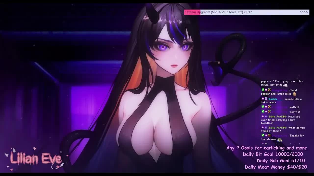 【ASMR/雑談 3dio】 Lilian Eve 【 VTuber 】ASMR Live Stream - 💜 ear licking and kisses💜