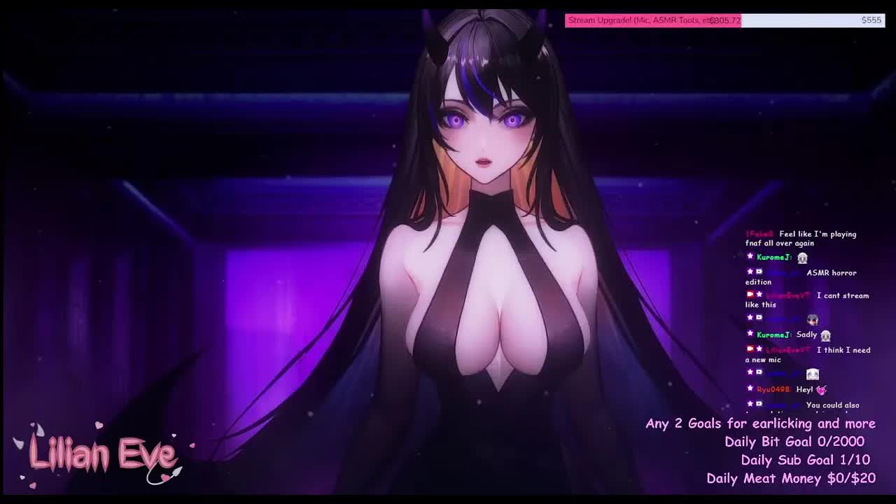 【ASMR/雑談 3dio】 Lilian Eve 【 VTuber 】ASMR Live Stream - 💜 ear licking and kisses💜