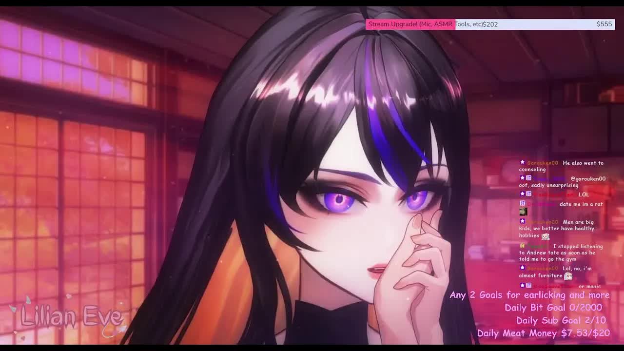 【ASMR/雑談 3dio】 Lilian Eve 【 VTuber 】ASMR Live Stream - 💜 ear licking and kisses💜