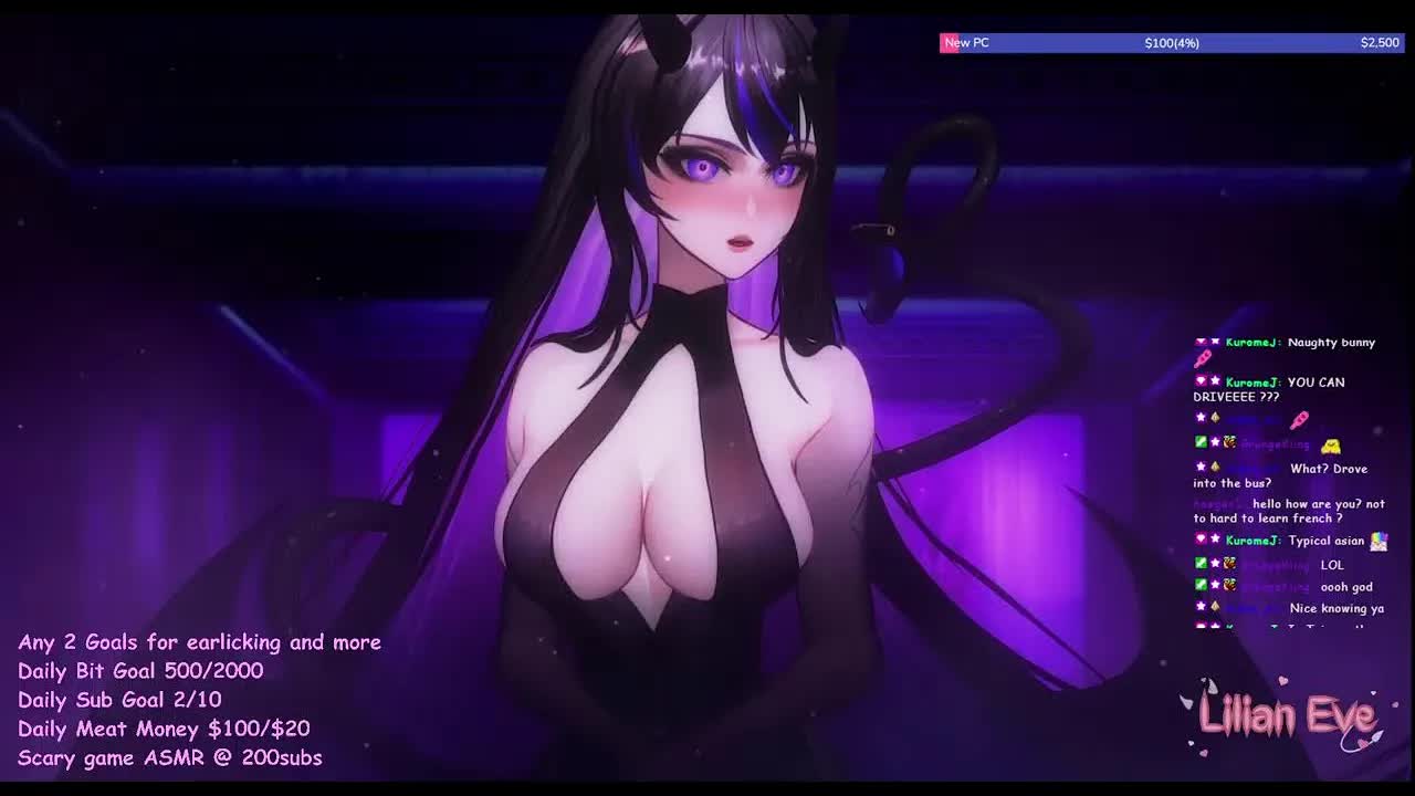 【ASMR/雑談 3dio】 Lilian Eve 【 VTuber 】ASMR Live Stream - 💜 ear licking and kisses💜